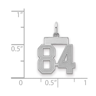 Sterling Silver Rhodium-plated Small Satin Number 84 Charm