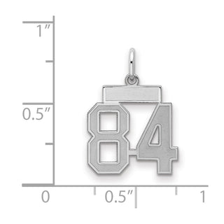 Sterling Silver Rhodium-plated Small Satin Number 84 Charm