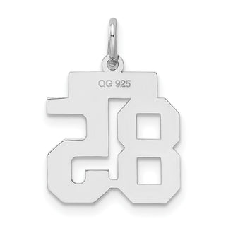 Sterling Silver Rhodium-plated Small Satin Number 85 Charm