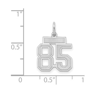 Sterling Silver Rhodium-plated Small Satin Number 85 Charm