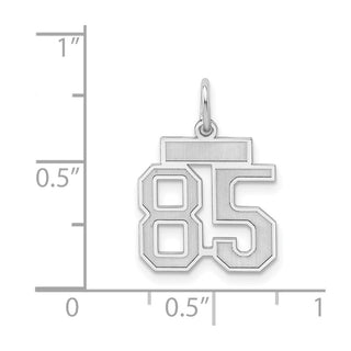 Sterling Silver Rhodium-plated Small Satin Number 85 Charm