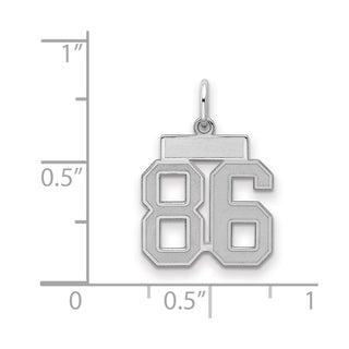 Sterling Silver Rhodium-plated Small Satin Number 86 Charm
