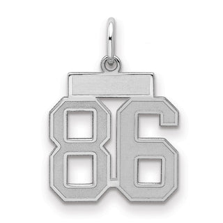 Sterling Silver Rhodium-plated Small Satin Number 86 Charm