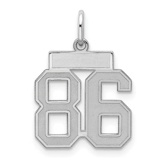 Sterling Silver Rhodium-plated Small Satin Number 86 Charm