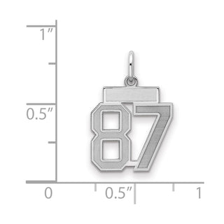 Sterling Silver Rhodium-plated Small Satin Number 87 Charm