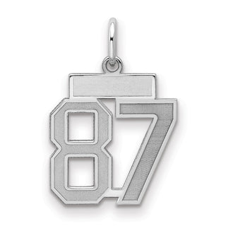 Sterling Silver Rhodium-plated Small Satin Number 87 Charm