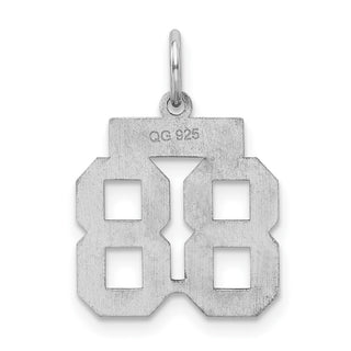 Sterling Silver Rhodium-plated Small Satin Number 88 Charm