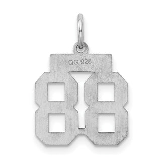Sterling Silver Rhodium-plated Small Satin Number 88 Charm