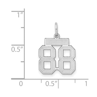 Sterling Silver Rhodium-plated Small Satin Number 88 Charm