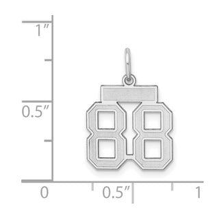 Sterling Silver Rhodium-plated Small Satin Number 88 Charm