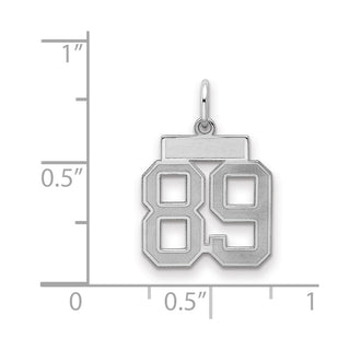Sterling Silver Rhodium-plated Small Satin Number 89 Charm