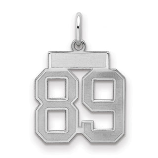 Sterling Silver Rhodium-plated Small Satin Number 89 Charm