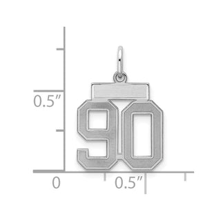 Sterling Silver Rhodium-plated Small Satin Number 90 Charm