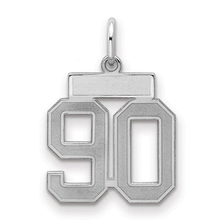 Sterling Silver Rhodium-plated Small Satin Number 90 Charm