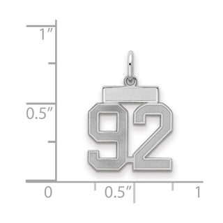 Sterling Silver Rhodium-plated Small Satin Number 92 Charm