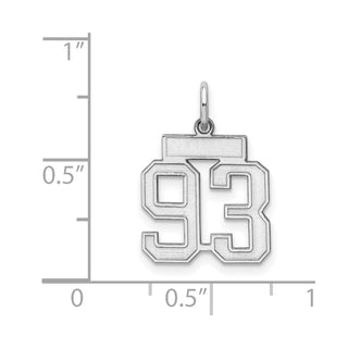 Sterling Silver Rhodium-plated Small Satin Number 93 Charm