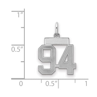 Sterling Silver Rhodium-plated Small Satin Number 94 Charm