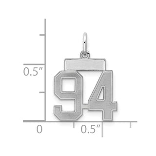 Sterling Silver Rhodium-plated Small Satin Number 94 Charm