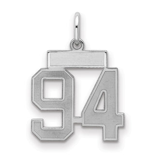Sterling Silver Rhodium-plated Small Satin Number 94 Charm