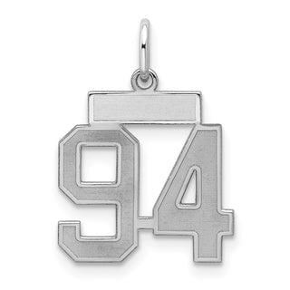 Sterling Silver Rhodium-plated Small Satin Number 94 Charm