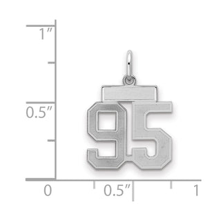 Sterling Silver Rhodium-plated Small Satin Number 95 Charm
