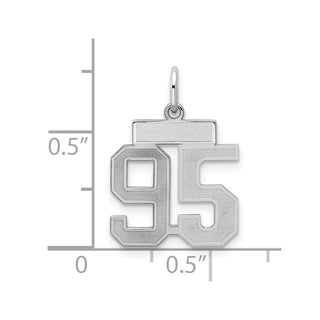 Sterling Silver Rhodium-plated Small Satin Number 95 Charm