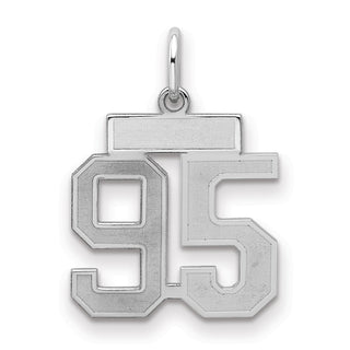 Sterling Silver Rhodium-plated Small Satin Number 95 Charm
