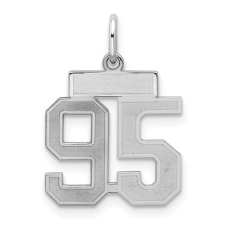 Sterling Silver Rhodium-plated Small Satin Number 95 Charm