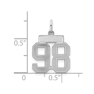 Sterling Silver Rhodium-plated Small Satin Number 98 Charm