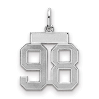 Sterling Silver Rhodium-plated Small Satin Number 98 Charm