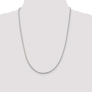 24" Sterling Silver 2.55mm Diamond-cut Square Franco Chain Necklace