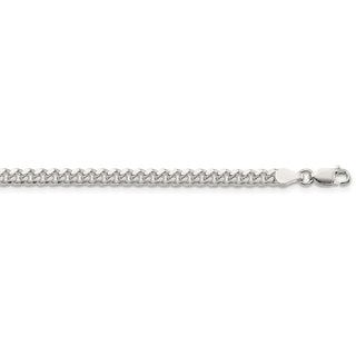 24" Sterling Silver 4mm Domed w/ Side Diamond-cut Curb Chain Necklace