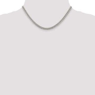 16" Sterling Silver 5mm Domed w/ Side Diamond-cut Curb Chain Necklace