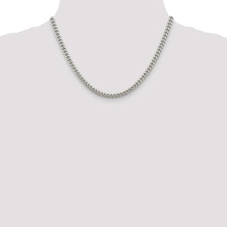 18" Sterling Silver 5mm Domed w/ Side Diamond-cut Curb Chain Necklace