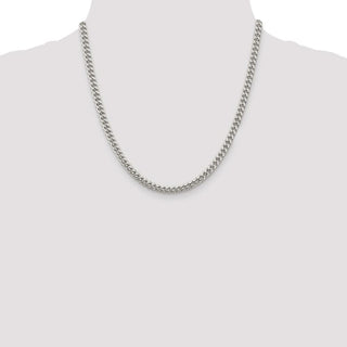 20" Sterling Silver 5mm Domed w/ Side Diamond-cut Curb Chain Necklace