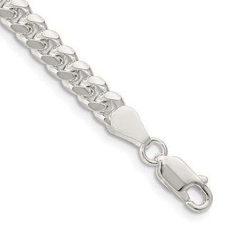 8" Sterling Silver 5mm Domed w/ Side Diamond-cut Curb Chain Bracelet