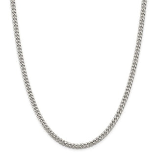 24" Sterling Silver 5mm Domed w/ Side Diamond-cut Curb Chain Necklace