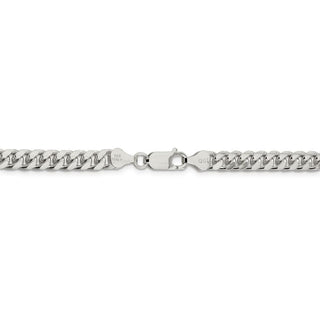 7" Sterling Silver 6mm Domed w/ Side Diamond-cut Curb Chain Bracelet