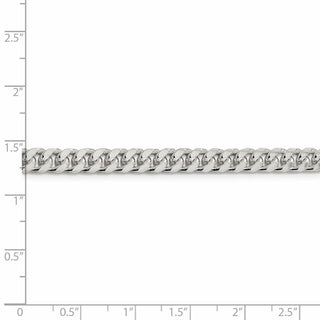 8" Sterling Silver 6mm Domed w/ Side Diamond-cut Curb Chain Bracelet