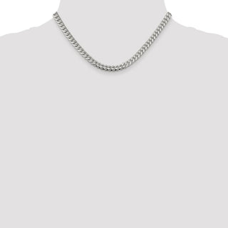 16" Sterling Silver 6mm Domed w/ Side Diamond-cut Curb Chain Necklace