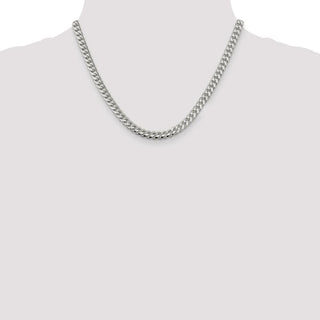 18" Sterling Silver 6mm Domed w/ Side Diamond-cut Curb Chain Necklace