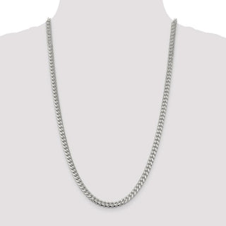 26" Sterling Silver 6mm Domed w/ Side Diamond-cut Curb Chain Necklace