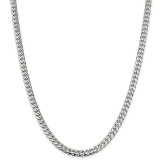 26" Sterling Silver 6mm Domed w/ Side Diamond-cut Curb Chain Necklace