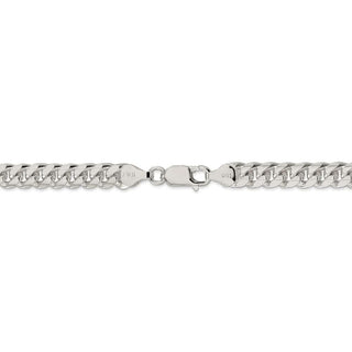 26" Sterling Silver 7mm Domed w/ Side Diamond-cut Curb Chain Necklace