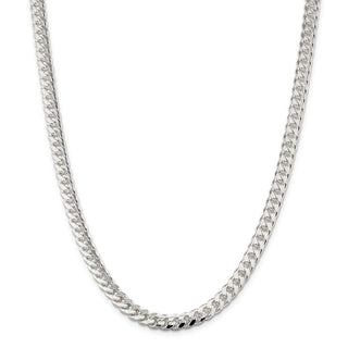 24" Sterling Silver 7mm Domed w/ Side Diamond-cut Curb Chain Necklace