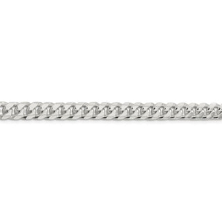 8" Sterling Silver 7.35mm Domed w/ Side Diamond-cut Curb Chain Bracelet