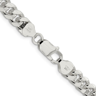 22" Sterling Silver 7.35mm Domed w/ Side Diamond-cut Curb Chain Necklace