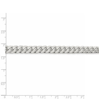 8" Sterling Silver 7.35mm Domed w/ Side Diamond-cut Curb Chain Bracelet