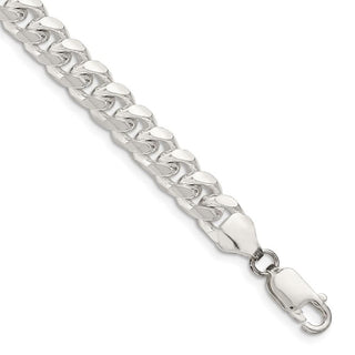 8" Sterling Silver 7.35mm Domed w/ Side Diamond-cut Curb Chain Bracelet