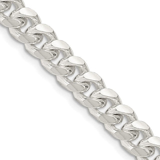 22" Sterling Silver 7.35mm Domed w/ Side Diamond-cut Curb Chain Necklace